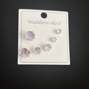 Stainless Steel Silver Stud Earrings